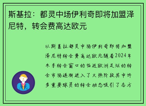 斯基拉：都灵中场伊利奇即将加盟泽尼特，转会费高达欧元